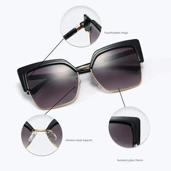 Peekaboo ochi de pisica ochelari de soare pentru femei jumătate cadru 2021 nouă tendință doamnelor ochelari de soare uv400 aur negru de înaltă calitate, hot-vânzare