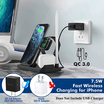 4 în 1 Încărcător Wireless QI 10W Fast Charging Dock Stand Pentru iphone 11 Pro 8 XR XS Pentru Apple Watch 5 4 Airpods Pro Creion Taxa