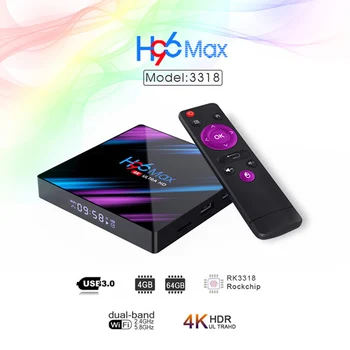 Pentru Android 9.0 Receptoare TV H96 Max RK3318 4+64GB HD 4K WiFi Set-Top Box TV Media Player RK3318 Quad-Core 64Bit Cortex-A53