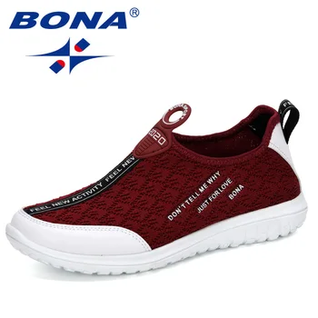 BONA 2020 Nou Stil Plasă Pantofi Barbati Alunecare pe Adidași Pantofi Casual Pernă de Aer Masculin Încălțăminte Sport Pantofi de Jogging în aer liber Formatori