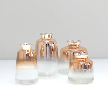 Europa Treptată aur, vaza de sticla terariu recipiente de sticlă Mini flori Mici vaze Sticla Hidroponice Recipient decor Acasă