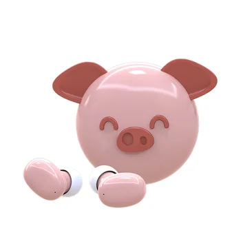 TWS Bluetooth Copil Cască touch control Stereo Wireless Desene animate Pavilioane forma de Animale de porc mouse-ul drăguț căști pentru fata