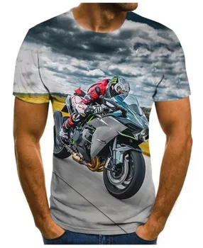 Cool racing grafic T-shirt cu motociclete 3D imprimate pentru bărbați T-shirt vara topuri de moda punk T-shirt pentru bărbați plus dimensiune streetwear