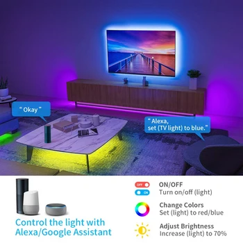 Tuya 5050 Inteligent de Muzică, Lumini Benzi CONDUS o Cercetare TV Bandă de Lumină de Control Vocal Suport Alexa/ Google Acasă 16 Culoare Schimbătoare Lampa
