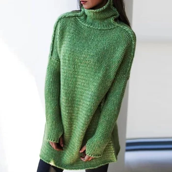 Moda Guler Supradimensionat Pulovere Femei 2020 Toamna Iarna Haine Plus Dimensiunea Vrac Solid Pulovere Tricotate Rochie, Pulovere
