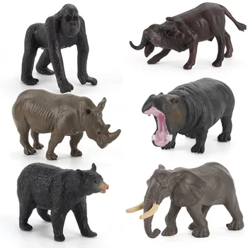 6pcs/set Dimensiuni Mici Animale Figura Jucării de Colecție Mare/Animal Sălbatic Cunoaștere Figurine Copii Jucarii de Plastic