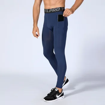 Iute Uscat Elastic de Compresie Funcționare Pantaloni cu Buzunare Respirabil Mens Sală de Fitness Jambiere Strat de Bază Jogging Dresuri Îmbrăcăminte