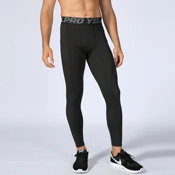 Iute Uscat Elastic de Compresie Funcționare Pantaloni cu Buzunare Respirabil Mens Sală de Fitness Jambiere Strat de Bază Jogging Dresuri Îmbrăcăminte