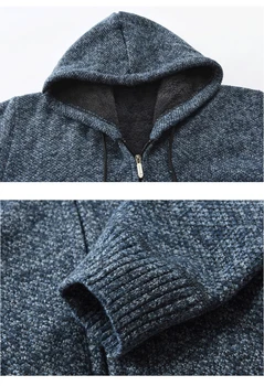 Barbati Sacouri Jachete de Iarnă Cardigan Casual Mozaic Hanorac cu Fermoar Sweatercoats Modei Masculine Lână Groasă Linie Sacou