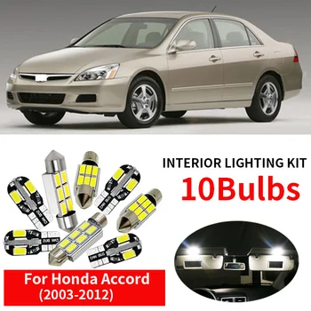 10buc Accesorii Auto, Becuri cu LED-uri Pachet de Interior Kit Pentru 2003-2012 Honda Accord Condus Harta Dom Portbagaj Lumină de inmatriculare Lam