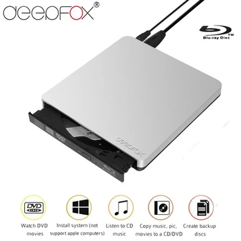 Deepfox Extern Blu-Ray USB 3.0 Bluray Writer BD-RE CD/DVD-RW Scriitor Juca 3D Blu-ray Pentru Laptop Notebook Netbook