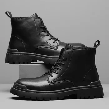 Negru de Iarna Barbati Casual Pantofi din Piele Plus Catifea de Înaltă calitate din Piele Barbati din Piele Pantofi Cald Iarna pentru Bărbați Încălțăminte din Piele pentru Bărbați