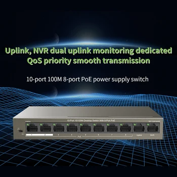 TD GLTEF1110P-8-63W Switch POE Port 10 100M 8-Port Poe Comutator de Alimentare Cu Uplink&NVR,QOS