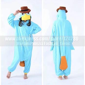 NOUĂ Adulți Femei Bărbați Perry Ornitorincul Costume onesies Fleece Monstru Cosplay Pijamale Pijamale Pijamale de Iarnă Petrecere de Halloween