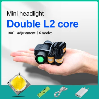 Mini-2XM L2 LED-uri Puternice Far USB Reîncărcabilă 18650 de Putere Mai Faruri Lumina Lanterna Impermeabil Vânătoare Felinar Lampa