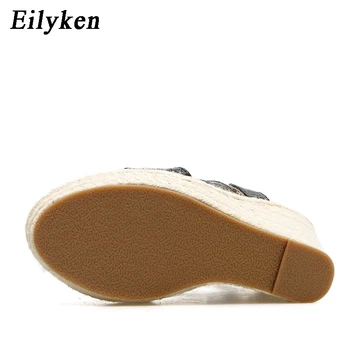 Eilyken 2021 Nou Serpentine de Înaltă Calitate, Solid Pene Sandale cu Platforma Peep Toe Dantela-Up Casual Moda Femei Sandale marimea 35-42