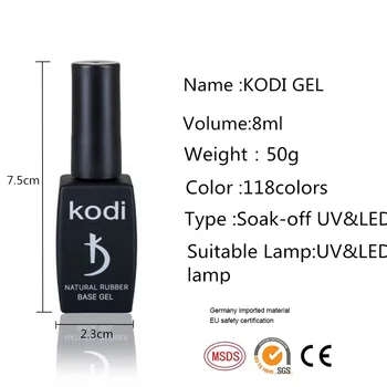 Kodi 8 ml poloneză UV Semi Permanent Lac Profeesional Bază de Gros Strat de Top Kodi Gel Nail Art Desgin Sclipici Lac
