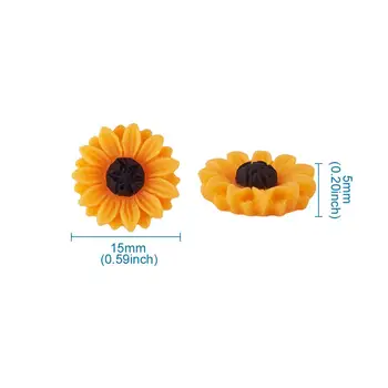 50pcs Rășină Cabochons de Floarea-soarelui Flatback rășină pentru Cercei Bijuterii DIY Face Ornamente Aplicatiile Album Ambarcațiuni DarkOrange