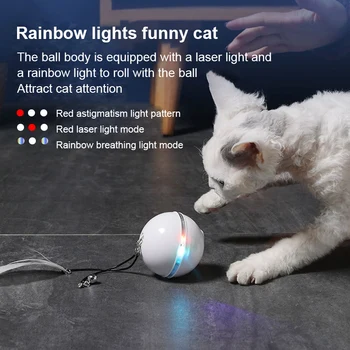 Pisica Pisica Amuzant Mingea Electrice Inteligente Musca Rezistente Și Toamna Rezistente la Pene de Rulare Stralucitoare Curcubeu Lumina de Încărcare USB Jucărie Pisica