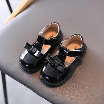 Fete Printesa Pantofi 2021 Primavara Toamna Noul Red Arc Negru Pantofi Din Piele Pentru Copii De Apartamente Copil Singur Pantof De Copil Copii Mici E464