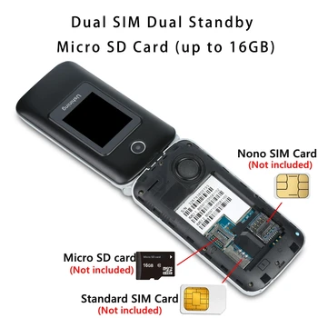 Ushining Mobile 3G Flip Telefon Ecran Dual SIM Deblocat Senior Telefon Mobil Buton Mare Compatibil Ușor de utilizat pentru persoanele în Vârstă