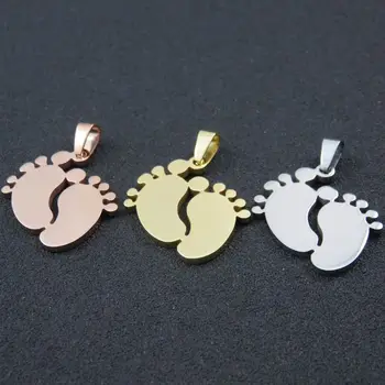 3Colors din Oțel Inoxidabil Piciorul Copilului Pandantiv Colier Moda Colier Pandantiv Dog tag-uri, Bijuterii Cadou