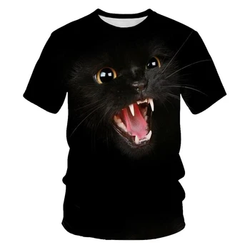 2020 de vară de moda alb-Negru cat de imprimare 3D tricou harajuku Imprimare tricou Amuzant pisica tricou tricouri de dimensiuni mari 6x