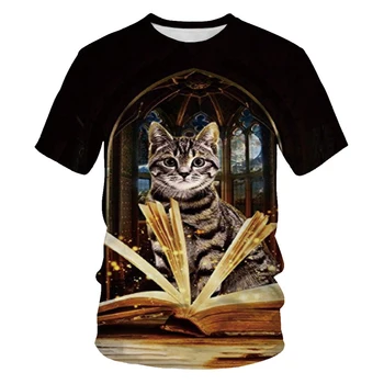 2020 de vară de moda alb-Negru cat de imprimare 3D tricou harajuku Imprimare tricou Amuzant pisica tricou tricouri de dimensiuni mari 6x