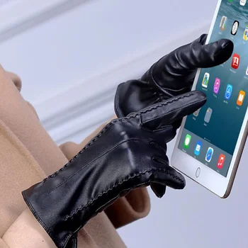 Moda populare din imitație de piele touch ecran mănuși de echitatie de conducere windproof plus catifea cald mănuși de deget plin S36