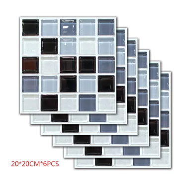 6pcs/set 3D Efect de Marmură, Mozaic, Gresie Autocolant de Perete Bucatarie Baie Gresie Bazinul Decor Artă Murală Linia Taliei Vinil Poster