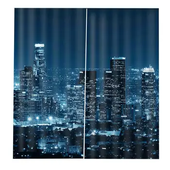 Blue night city perdele Personalizate dimensiune de Lux Opace 3D Fereastră Perdele Pentru Living, perdele Decor