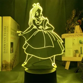 Disney Princess 3D Vizuale Lampa Alice Cenusareasa, Jasmine Figura LED Lumina de Noapte pentru Copii Cadou Jucarii Dormitor Decortive Tabelul Lumina