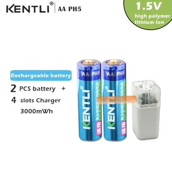 2 buc KENTLI 1.5 v 3000mWh Li-polymer li-ion reîncărcabilă litiu baterie AA baterii + 4 sloturi Încărcător w/ LED-uri lanterna