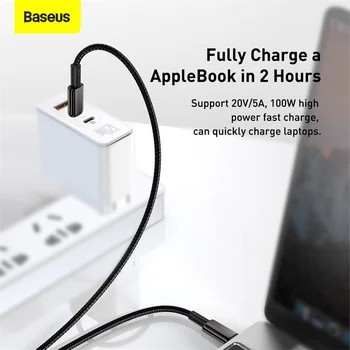 Baseus PD C USB De Tip C Cablu de 100W QC4.0 3.0 USB-C de Încărcare Rapidă Cablu pentru Macbook Samsung S9 Xiaomi Poco X3 Huawei Date de Sârmă