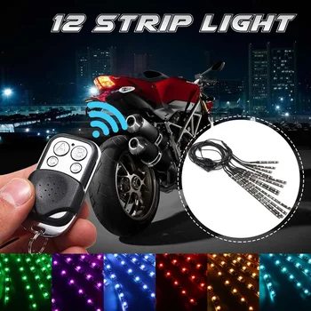 12x Motocicleta Benzi LED Neon Lampa de 15 culori de Control de la Distanță, Sub Strălucirea Luminilor LED-uri 5050SMD Masina Decorative, Banda de Lumina