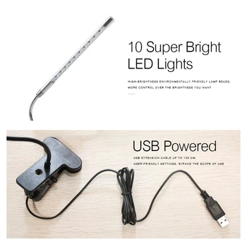 Woodpow USB Alimentat Clip Lampă de Masă Atinge Estompat Senzor de Carte Lumini Tastatura Laptop Lumină Pentru Studiu, Lectură Carte de Munca de Birou