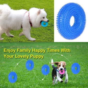 Câine de Mestecat animale de Companie TPR Siguranța Jucăriilor Ghimpată Inel Musca Cerc de Cauciuc Rezistent la Molar de Curatare a Dintilor Jucărie Pentru Catelus