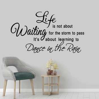 Viața nu este despre cum să așteptăm să treacă furtuna, ci despre a învăța să dansezi în ploaie Cuvinte de Încurajare Autocolante de Perete PW503