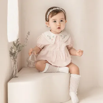 Fetita Brodate Salopetă Nou-Născut Stil Coreean Salopeta Copil O Bucată De Bumbac Romper De Vară Copil De Tip Boutique De Haine
