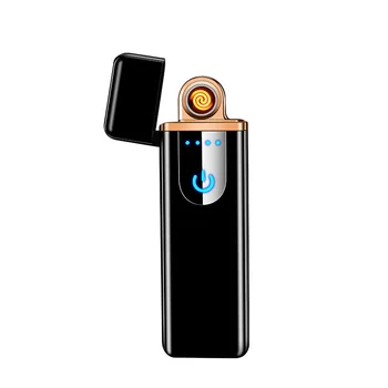 Ultra Subțire Mini Metal, Brichete USB Electric Bricheta Atingere cu Degetul de Imprimare de Foc Accesorii de Fumat Windproof Bărbați Cadouri