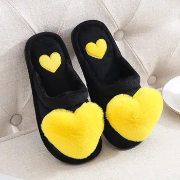 Blana Slide-Uri Pentru Femei De Iarnă Dragoste Inima Bumbac Papuci Cald Cu Blană În Interior Acasă Pantofi Doamnelor Fuffy Flip Flops Zapatos Mujer 2020