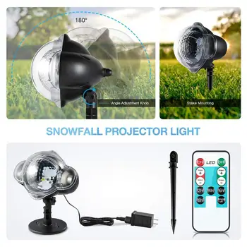 În aer liber Ninsoare Proiector LED Etapă Efect de Iluminare rezistent la apa IP65 Mișcare Zăpadă Grădină Laser Lampă Cu Funcția de Control de la Distanță
