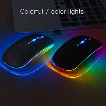 Oppselve Ultra-subțire Mouse Wireless contra cost Ușor Portabil cu LED-uri Colorate de Lumină Reîncărcabilă Mut Mouse-ul Soareci pentru Laptop PC