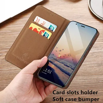 Struț textura piele naturala toc cazul funda pentru Samsung Galaxy S9 Plus/Samsung Galaxy S9 caz de telefon slot pentru card de hoder coque