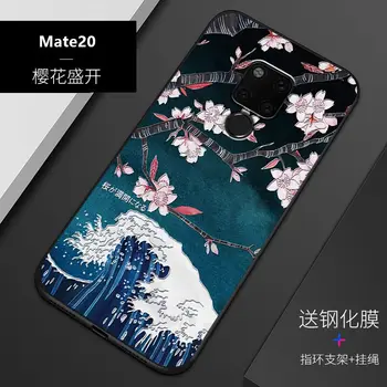 Relief de epocă din Asia de Est Chineză stil Japonez caz Pentru Huawei mate 20 Pro Munte de Zăpadă Decret Macara caz acoperire mate20