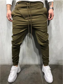 Barbati pantaloni casual oblic control acces direct sport fitness pantaloni de moda cordon de sex masculin culoare solidă pantaloni de creion