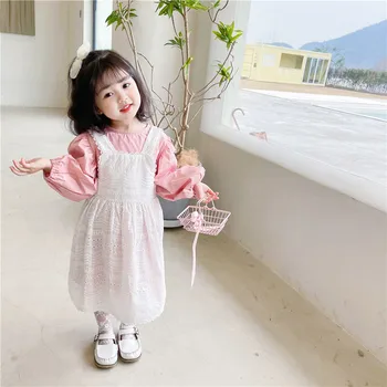 Copilul Fete Printesa Rochie de Vară 2020 Nou Stil coreean Tricouri Rochie de Dantelă 2 buc Drăguț Bumbac Copii Rochie Copii mici, Copii Rochie de Minge