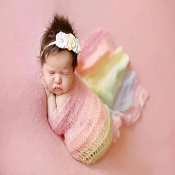 Nou-născut recuzită fotografie folie de pătură,foto Copii,Mohair Foto Recuzită Manual Mohair curcubeu Împachetări