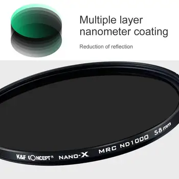 K&F Concept ND1000 Filtru Filtru ND 10 Stații de Nano-X MRC Densitate Neutră 18 Strat Super Slim Multi-Filmate HD Sticlă Gri Neutru