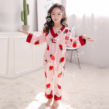 2020 Toamna Fete Cu Mâneci Lungi Pijamale De Mătase Fată Copilul Haine De Toamna Adolescent Girls Îmbrăcăminte Seturi 4 5 6 7 8 10 11 12 Ani
